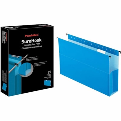 Pendaflex SureHook 1/5 Tab Cut Legal Recycled Hanging Folder - 3" Folder Capacity - 8 1/2" x 14" - 3" Expansion - Plastic, Paper Stock - Blue - 10% Recycled - 25 / Box 3 1/2 EXPANSION 10% PCW