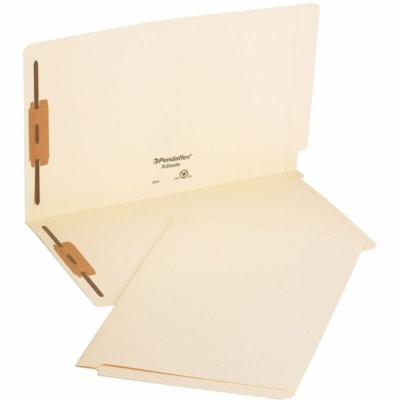 Pendaflex Straight Tab Cut Legal Recycled End Tab File Folder with Fastener - 8 1/2" (215.90 mm) x 14" (355.60 mm) - 3/4" (19.05 mm) Expansion - 2 x Bonded Fastener(s) - 2" (50.80 mm) Fastener Capacity - End Tab Location - 11 pt. (3.87 mm) - 2 Plys - Manila - Manila - 10% Recycled - 50 / Box 2" FASTENER POSITION 1&3 FULLCUT TAB