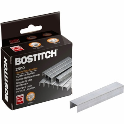Bostitch Heavy-Duty Staples - High Capacity - 3/8" (9.53 mm) Leg - 1/2" (12.70 mm) Crown - Holds 65 Sheet(s) - Silver - 2.50" (63.50 mm) Height x 1.10" (27.94 mm) Width x 3" (76.20 mm) Length - 125 Per Strip - 3000 / Box 10-65 SHEET CAPACITY 25/10 1/2"CROWN USED TO BE PAPERPRO