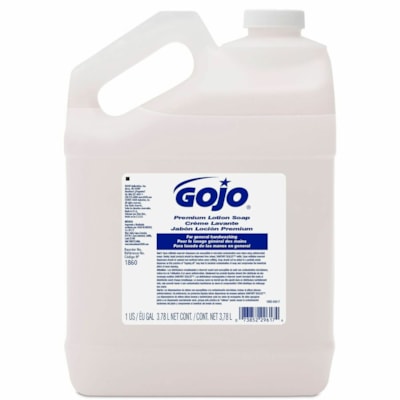 Gojo® Premium Lotion Soap - Waterfall, Fruity Scent - 1 gal (3785.41 mL) - Bottle Dispenser - Dirt Remover, Kill Germs - Restroom - Moisturizing - Clear - Bio-based, Dye-free - 4 / Case DYE FREE WATERFALL 