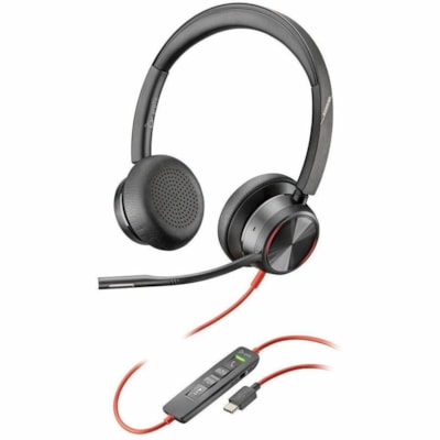 Poly Blackwire 8225 Stereo Microsoft Teams Certified USB-C Headset + USB-C/A Adapter - Microsoft Teams Certification - Stereo - USB Type C - Wired - 32 Ohm - On-ear - Binaural - Ear-cup - 7.1 ft (2.16 m) Cable - Omni-directional, Noise Cancelling Microphone - Black  