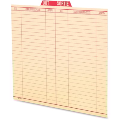 Esselte Oxford Vertical Out Guide - Letter - Red Tab(s) - Recycled RED BOTH SIDES COLUMNS FOR DATE  10% PCW