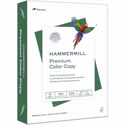 Hammermill Premium Color Copy - 100 Brightness - 8 1/2" (215.90 mm) x 11" (279.40 mm) - 32 lb (14514.96 g) Basis Weight - Printable, Jam-free, Acid-free, Ultra Smooth - Photo White - 4000 Sheets - 500 Sheets per Ream - 8 / Carton 32LB LETTER PHOTOWHITE FSC CERTIFIED ACID FREE