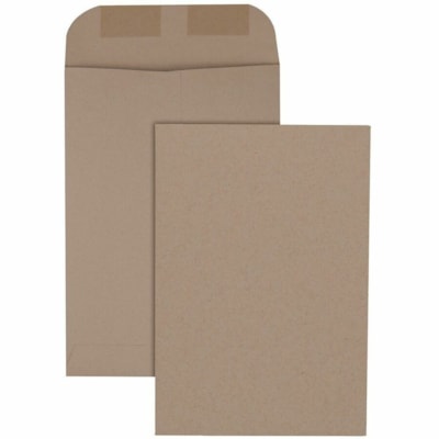 Grand & Toy Heavy Mailing Envelopes, Kraft, 6 1/2" x 9 1/2" , 500/CT - Mailing/Shipping - 6 1/2" Width x 9 1/2" Length - Gummed Flap - Kraft Paper - 500 / Carton - Brown Kraft 24LB OPEN END 40%PCW 