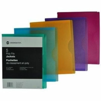 Grand & Toy Letter File Jacket - 8 1/2" (215.90 mm) x 11" (279.40 mm) - 1" (25.40 mm) Expansion - Blue, Magenta, Yellow, Green, Purple - 5 / Unit COLOURS 5PK 