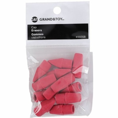 Grand & Toy Arrowhead Eraser Caps, Pink, Pack of 12 - Pink - Arrow - Rubber - 0.33" (8.38 mm) Width x 0.90" (22.86 mm) Height - 12 / Pack - Non-smudge, Soft, Tear Resistant SUGGESTED SUB DIX79003 
