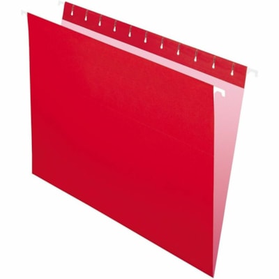Grand & Toy Letter Recycled Hanging Folder - 8 1/2" (215.90 mm) x 11" (279.40 mm) - Red - 10% Recycled - 25 / Unit 100% RECYC. 10% PCW SPECIALLY COATED RUNNERS HVYWEIGHT STOCK