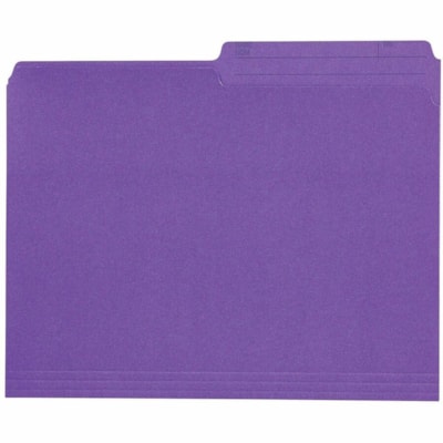 Grand & Toy 1/2 Tab Cut Letter Recycled Storage Folder - 8 1/2" (215.90 mm) x 11" (279.40 mm) - Violet - 10% Recycled - 100.0 / Unit 10% PCW 1/2 TAB REVERSIBLE SCORED FOR EXPANSION SFI