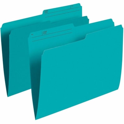 Grand & Toy 1/2 Tab Cut Letter Recycled Storage Folder - 8 1/2" (215.90 mm) x 11" (279.40 mm) - Teal - 10% Recycled - 100.0 / Unit 10% PCW 1/2 TAB REVERSIBLE SCORED FOR EXPANSION SFI