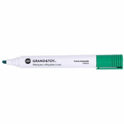 Grand & Toy Low-Odour Dry-Erase Markers, Green, Chisel - Chisel Marker Point - Green Ink - White Barrel - 1 CHISEL TIP LOW ODOUR 