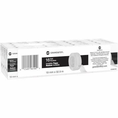 Grand & Toy Invisible Tape Refills, 19 mm x 32.9 m, 16/PK - 1" (25.40 mm) Core - Matte - Tear Resistant, Split Resistant - For Office - 16 / Pack REPLACED 99103 