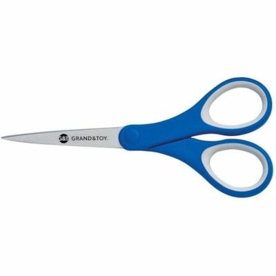 Grand & Toy Premium Blue 7" Straight Scissors - Left/Right - Stainless Steel Precision-ground Blade - Straight Tip - Blue - 1 / Each REPLACED 97116 