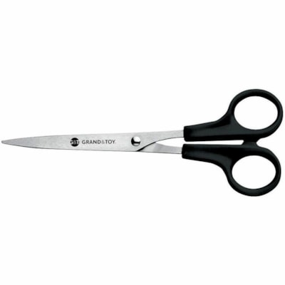 Grand & Toy 7" Straight Stainless-Steel Scissors, Black - Left/Right - Stainless Steel - Straight Tip - Black - 1 / Each REPLACED 99401 