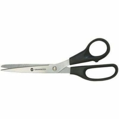 Grand & Toy Stainless-Steel Scissors, Black, 7" Bent - Left/Right - Stainless Steel - Blunted Tip - Black - 1 / Each FULLY GROUNDED STAINLESS STEEL FITTED HANDLES REPLACED 99405