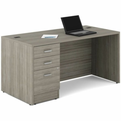 Offices To Go Newland Single Pedestal Desk - 60"w X 30"d - 29.6" (751.84 mm) Height x 60" (1524 mm) Width x 29.7" (754.38 mm) Depth - Finish: Noce Grigio - Glide - For Office, Training, Meeting SINGLE PEDESTAL 3 DRAWER 