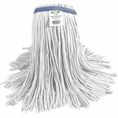 Globe Syn-Pro Synthetic Narrow Band Wet White Cut End Mop - 16 Oz / White - 7.50" (190.50 mm) Width x 16.50" (419.10 mm) Length - Narrow Headband, Cut Ends, Break Resistant, Absorbent, 4-ply - Synthetic Yarn - White - 16 oz (453.59 g) - 1 Each CUT END WHITE NOT LAUNDERABLE
