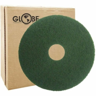 Globe Green Scrubbing Floor Pads - 16" Dia. Pad / Green - 16" (406.40 mm) Diameter - Floor, Scrubbing, Stripping350 rpm Speed Supported - Dirt Remover, Scuff Mark Remover, Abrasive, Heavy Duty - Green - 1 UP TO 350 RPM MACHINES HEAVY DUTY SCRUBBING