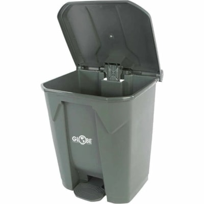 Globe Grey Step On Container - 8 Gallon / Grey - 30.28 L Capacity - Touchless - For Healthcare, Office, Washroom - Easy to Clean, Touchless, Foot Pedal - 16.5" (419.10 mm) Height x 15.7" (398.78 mm) Width x 16.2" (411.48 mm) Depth - Gray Each RESIN STEP-ON