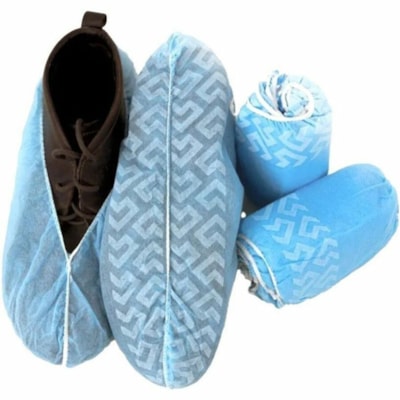 Globe Shoe Cover - Recommended for: Indoor - X-Large - Polypropylene - Blue - Slip Resistant, Skid Resistant, Recyclable, Non-toxic, PVC-free, Heavy Duty, Tear Resistant, Disposable, Latex-free, Comfortable, Breathable - 100 / Pack SKID RESISTANT. BLUE 