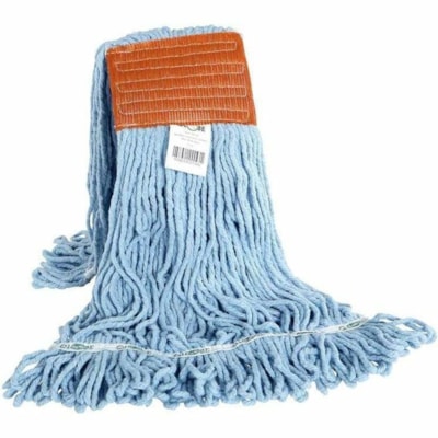 Globe Syn-Pro Synthetic 5 Inch Wide Band Wet Blue Looped End Mop - 20 Oz / Blue - 7" (177.80 mm) Width x 18.50" (469.90 mm) Length - Wide Headband, Looped Ends, Fray Resistant, Tailband, Tangle Resistant, Chemical Resistant, Disinfectant - Synthetic Yarn - Blue - 1.25 lb (566.99 g) - 1 Each LOOPED END  SYNTHETIC  BLUE #REF!