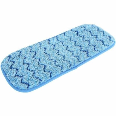 Globe Blue Microfiber Wet Pad - 12"L / Blue - 6" (152.40 mm) Width x 14.50" (368.30 mm) Length - Absorption, Durable, Hook & Loop Backing, Long Lasting - MicroFiber, Nylon, Polyester - Blue - 1.46 lb (662.24 g) - 1 Each SPLIT NYLON/POLYESTER BLEND DOUBLE FINISHED EDGES