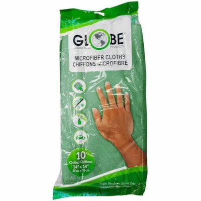 Globe Surface Cleaner - For Hospital, Nursing Home - Cloth - 14" (355.60 mm) Length x 14" (355.60 mm) Width - Disposable, Disinfectant, Launderable, Non-abrasive, Non-scratching, Soft - Green - 10 / Pack WITHSTANDS HUNDREDS OF WASHES GREEN CLEANING -  240GSM