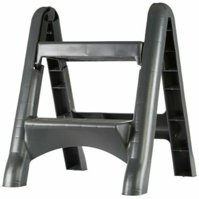 Globe - Escabeau pliant - 2 marches - 2 Marche - largeur de 19 po (482,60 mm) x profondeur de 19 po (482,60 mm) x hauteur de 23 po (584,20 mm) - Gris 19"W X 23"H PLIABLE  ANTIDéRAPANT