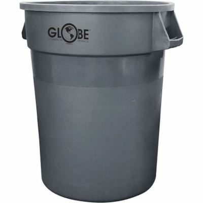 Globe Grey Waste Containers - 44 Gallon / Grey - 166.56 L Capacity - For Outdoor, Industrial, Food Service, Automotive, Office, Healthcare - Ergonomic Handle, Dent Resistant, Crack Resistant, Rust Resistant, Durable, Sturdy - 27.2" (690.88 mm) Height x 24" (609.60 mm) Width x 29" (736.60 mm) Depth - COMMERCIAL GRADE CONSTRUCTION 