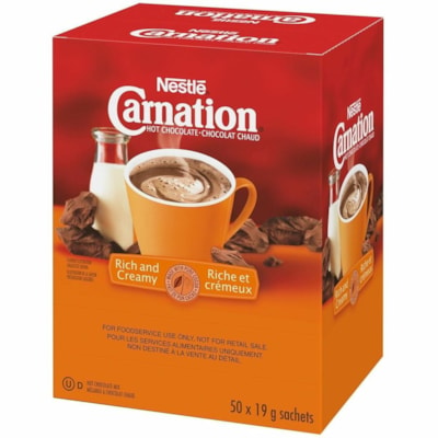 Carnation Rich and Creamy Hot Chocolate, 6-Pack, 50x19g each - Ready-to-Drink - 0.67 oz (19 g) - 50 / Pack - 6 Pack 50 PACKS PER BOX SINGLE SERVE PORTION CONTROLLED