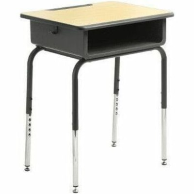 MITYBILT ZENITH Sonic Desk - Laminated Rectangle Top - Four Leg Base - Modern Style - 4 Legs - Height Adjustable - 24" (609.60 mm) Table Top Length x 18" (457.20 mm) Table Top Width - Maple, Charcoal, Powder Coated - Laminate - Particleboard Top Material - 1 Each ADJUSTABLE LEGS 22" - 30" 