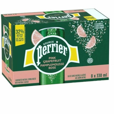 Perrier Flavored Water - Ready-to-Drink - Sugar Free - 330 mL - Pink Grapefruit - 8 / Box GRAPEFRUIT 