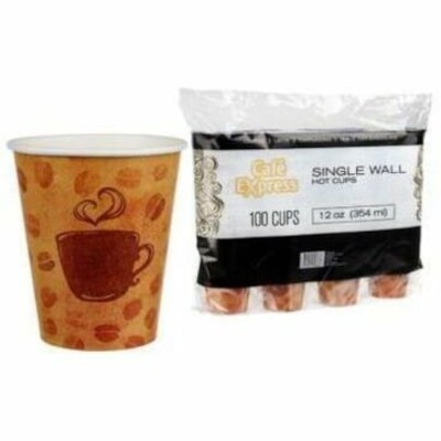 CAFE EXPRESS 12 Oz Cup - 354.88 mL - Hot Drink, Beverage - 5/Carton - 100 / Pack SINGLE WALL HOT CUP 