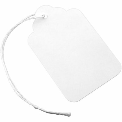 Crownhill Price Tag - 2.75" (69.85 mm) Length - Card Stock - White - 1000 / Carton 10PT  1000/CS  W/STRING 1/8" 