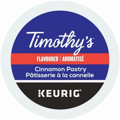 Timothy's K-Cup Cinnamon Pastry Medium Roast Coffee - Compatible with Keurig Brewer - Regular, American - Medium - K-Cup - Cinnamon Pastry - 24 / Box  