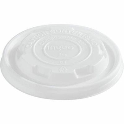 Eco Guardian - Couvercle de contenant EG-P-CPLA-S08-LID - Rond - Bio-plastique à base de résidus de plantes, acide polylactique - Blanc 1000 - 25/PK X 40/CS 