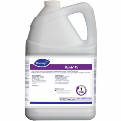 Diversey Oxivir Tb RTU - For Hard Surface, Nonporous Surface, Soft Surface - Ready-To-Use - 3.70 L - 2.7 pH - Characteristic Scent - Virucidal, Bactericide, Tuberculocide, Fungicide, Fragrance-free, NPE-free, VOC-free, Non-irritating, Disinfectant - Clear - 4  