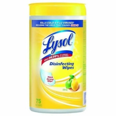 Lysol Disinfectant Wipe - For Multipurpose - Wipe - Citrus Scent - 8.50" (215.90 mm) Length x 4.25" (107.95 mm) Width - Pre-moistened, Disposable, Deodorize, Strong, Disinfectant, Bleach-free, Antibacterial, Anti-static - White - 75 - 75 / Pack DISINFECTENT 