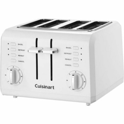 Cuisinart 4-Slice Compact Toaster - Bagel, Toast, Bread, Defrost, Reheat - Stainless Steel, White WHITE CUISINART