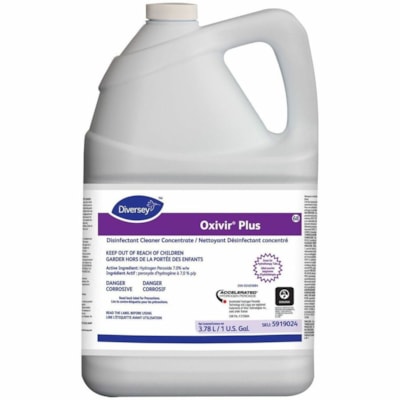 Désinfectant Oxivir PlusDiversey - 128 oz liq (4 quart) - Caractéristique Arôme - Exempte de COV, Sans parfum, Sans NPE - Incolore - 4 DESINFECTANT 