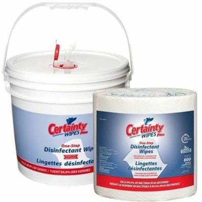 Certainty Plus Disinfectant Wipes (800 Count + Bucket) - For Multipurpose - Wipe - WidthDisinfectant, Deodorize, Fragrance-free, Alcohol-free, Phenol-free, Bleach-free, Lint-free, Soft, Strong, Durable - 800 / Roll - 1 Case CERTAINITY  REFILL C99000 