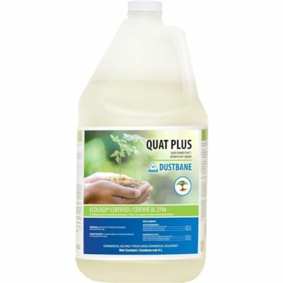 Dustbane Quat Plus Liquid Disinfectant - For Multi Surface, Multipurpose - Liquid - 135.3 fl oz (4.2 quart) - WidthVirucidal, Kosher, Anti-bacterial, Low Odor, Unscented, Solvent-free, Phosphate-free, Deodorize, Built-In Scrubber, Heavy Duty, Food-safe - Colorless - 4.0 Each 4 L 