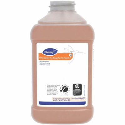 Diversey Stride Fragrance Free Neutral Cleaner - For Multipurpose, Multi Surface - Liquid - 2.50 L - Fragrance-free, Low Foaming, Odorless - Orange - 2 / Pack  