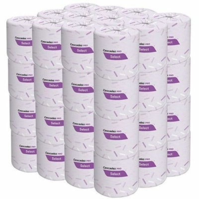 Cascades PRO Standard Bathroom Tissue - For Toilet, Bathroom, Industry, Education, Food Service, Retail - Ready-To-Use - Wipe - 4" (101.60 mm) Length x 3.25" (82.55 mm) Width - Hygienic, Soft - White - 420/Roll - 48 / Pack BT SELECT 4X3.25 48/420/2 WH 