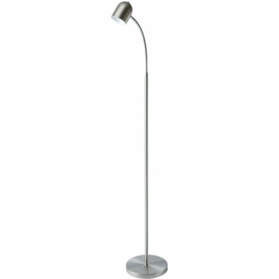 Dainolite 5W Floor Lamp, Satin Chrome Finish - 53" (1346.20 mm) Height x 8" (203.20 mm) Width - 5 W LED Bulb - Satin Chrome - Gooseneck - 400 lm Lumens - Metal - Floor-mountable - for Bedroom, Living Room, Office, Commercial 5W FLOOR LAMP  SATIN CHROME 