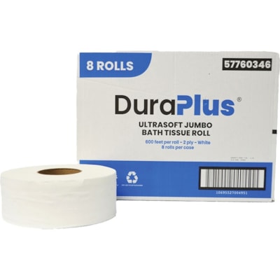 DURA+ JRT TOILET TISS 8X600' 2PLY WHITE 