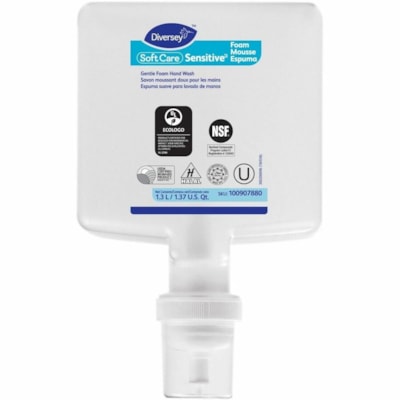 Diversey Soft Care Sensitive (TM/MC) - 1.30 L - Cartridge Dispenser - Kill Germs - Skin, Hand, School - Moisturizing - Fragrance-free, Dye-free, pH Balanced - 6 1.3L  6/CASE 
