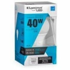 Luminus LED Light Bulb - 6 W - 40 W Incandescent Equivalent Wattage - 480 lm - A19 Size - Daylight Light Color - 25000 Hour - 5000°K (8540°F) Color Temperature - Dimmable - 6 / Case LED BULB OMNI  6W A19 5000K 