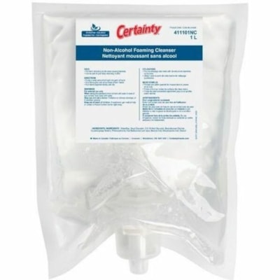 Certainty Hand Sanitizer Foam Refill - Fragrance-free Scent - 1 L - Multipurpose - Rich Lather, Non-sticky, No Rinse, Non-flammable - 4 / Case ALCOHOL FREE  FRAGRANCE FREE 4 X 1000ML POUCHES PER CASE