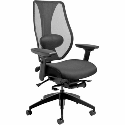 ergoCentric - Chaise tCentric Hybrid - Seat Color Noir - Tissu, Mousse polyuréthane, Mousse moulée Seat Material - Back Color Noir - Maille Back Material - Frame Color Noir - 5 branches Base - Accoudoir SYNCHRO G.  SIÈGE NOIR BRAS PIVOT  AJUST. HAUT/LARG.