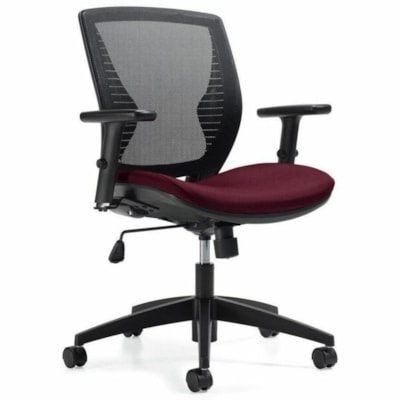 Offices To Go Stradic Chair - Black Seat Color - Quilted Fabric Seat Material - Black Back Color - Mesh Back Material - Mid Back - Armrest QUILT FABRIC  BLACK 